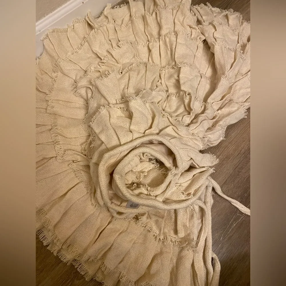 Burlap cotton ruffled Christmas tree skirt farmhouse boho rustic country decor